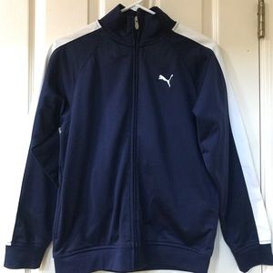 Puma Boys Medium Track Jacket Sweater in Navy Blue